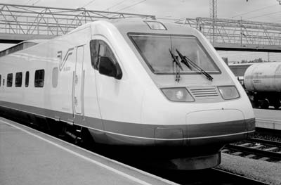 Finland’s wide-gauge Pendolino tilting trains cut travel time between Helsinki and Tampere. Photo: Brunhouse