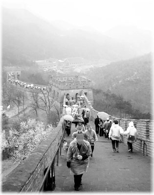 We happily joined the crowd and climbed the steep slope of the Great Wall of China at Badaling.