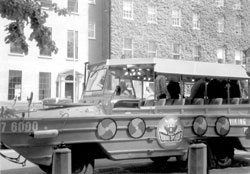 Boarding the duck boat outside St. Stephen’s Green, Dublin.