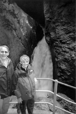 Marvin and June Primack in front of Trümmelbach Falls.