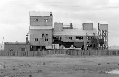 Abandoned Soviet factories, dominating everything, are located in towns and villages throughout Mongolia. 