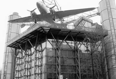 The Technical Museum, with a real plane on its roof.