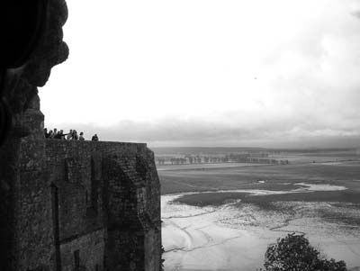 At Mont-St-Michel in Normandy, the abbey’s cloister offers a unique view of the surrounding ramparts and the sea. Photos: Elaine Lavine