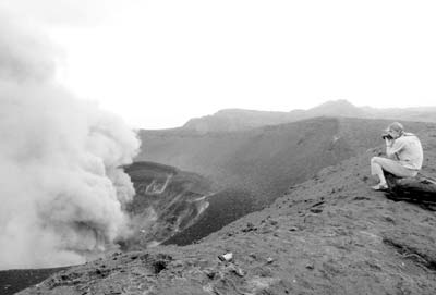 Natalia Baechtold gets a close-in shot of Mt. Yaser — Tanna Island, Vanuatu.