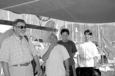 L to r: Our guide in Turkey, Umit Dogan, owner of Treasures of Travel; Recep Bey, the captain of our gulet; Ali, our cook, and Hason, the first mate. We tipped the expected amount, gave small gifts from home and left them our music CDs and unopened bottles of liquor.