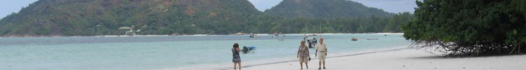 Pristine beaches, such as this one on Praslin, await adventurous snorkelers. 