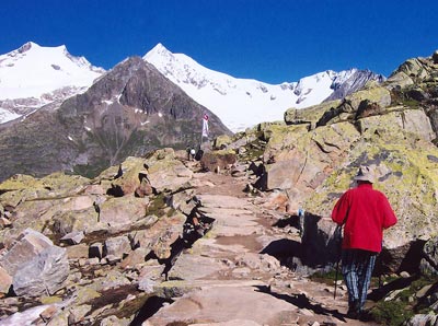 Trail to the Aletsch Glacier in Bettmeralp, Switzerland.