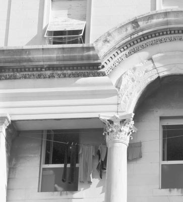 Laundry hangs outside the window of an apartment in the former palace of Emperor Diocletian in Split.