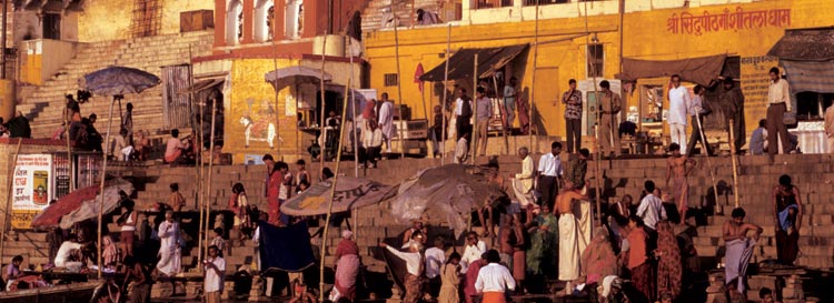 View of one of the many ghats that line the Ganges.