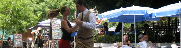 This couple danced the tango at an outdoor café in the San Telmo district — one of the delights of Buenos Aires. The couple then invited patrons to join them, each partner dancing with one of us.