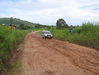 Our expedition vehicle, stuck in the mud.