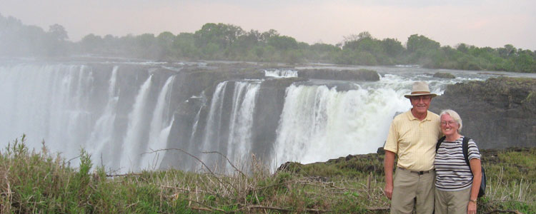 Ray and Wanda Bahde at Victoria Falls, Zimbabwe.