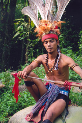 A young man at the Mari Mari Cultural Village. 