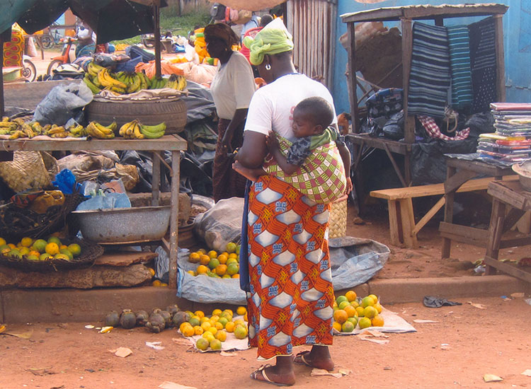 A typical market day in Burkina Faso.