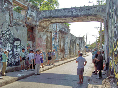 Street artists’ murals abound in Cartagena’s Getsemani neighborhood.