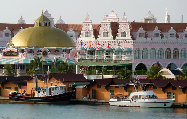 Dutch gables are typical of the architeture found in Oranjestad, Aruba.