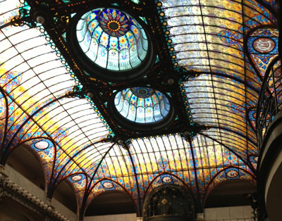 The skylight above the lobby of the Gran Hotel Ciudad de México. 