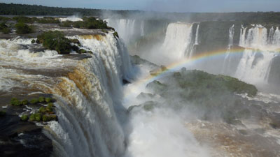 Iguaçu Falls as seen from a helicopter.