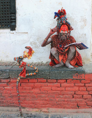 Self-appointed “holy man” in the Pashupatinath Temple area on the Bagmati River.