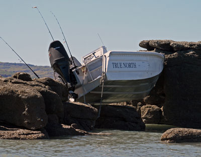 The fishing guide found a great spot, then the tide went out.