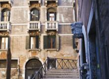 A bridge over a canal in Venice, Italy.