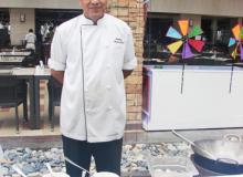 Chef Laxman with the ingredients for Jhinga Masala — Holiday Inn Resort Penang. Photos by Sandra Scott