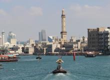 The Dubai skyline as seen from the mouth of Dubai Creek.