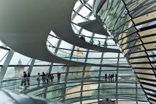 At the Reichstag in Berlin, visitors are treated to endless vistas as they spiral up the 80-foot-high glass dome. Photo by Dominic Arizona Bonuccelli