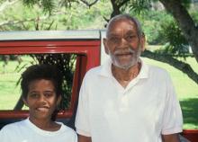 Chief Jacob Bue and his grandson on Ambae. 