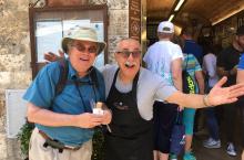 Enjoying the “world’s best” gelato in San Gimignano.