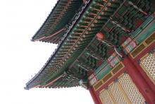 Eaves in Biwon, a six-acre private garden at Changdeok Palace in Seoul, South Ko