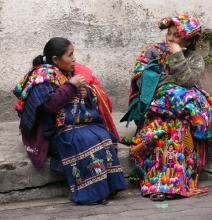 Colorfully dressed vendors in Chichicastenango.