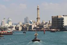 The Dubai skyline as seen from the mouth of Dubai Creek.