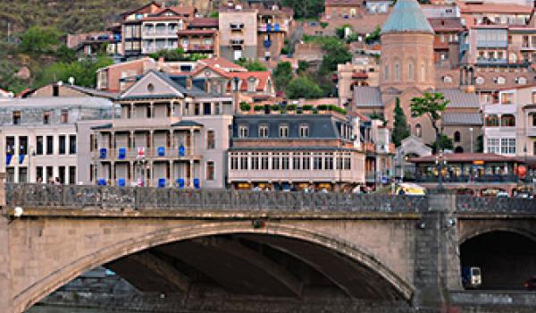 Narikala Fortress, overlooking the Old Town of Tbilisi, Georgia, dates to the 4th century.