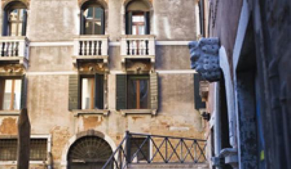 A bridge over a canal in Venice, Italy.