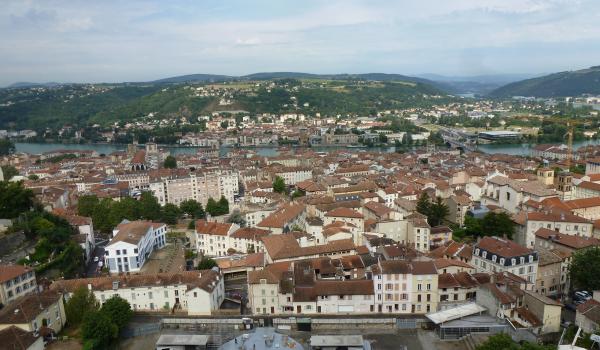 A view over the rooftops of Vienne from atop Mount Pipet.