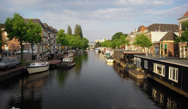 The canals of Leiden are especially beautiful at sunset.