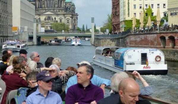 Spree River sightseeing boats pass by the Berliner Dom (in background) on Museum Island in Berlin. Photos by Randy Keck