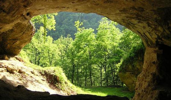 Looking outside from within Vindija cave. 