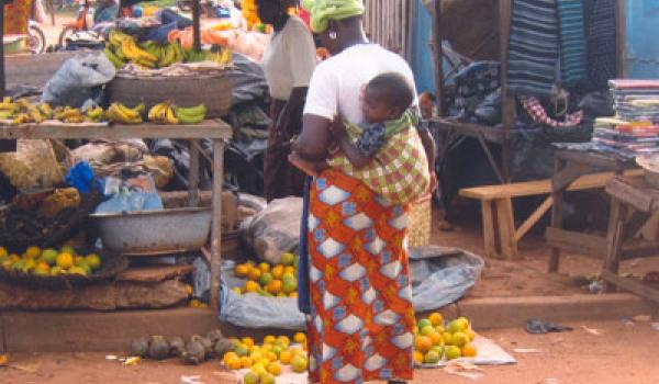 A typical market day in Burkina Faso.