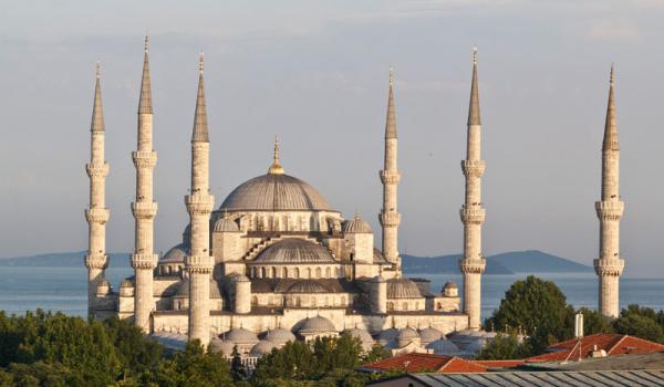 View of the Blue Mosque from the Cozy Bar & Pub in Istanbul.