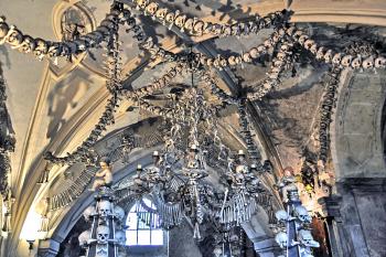 The Sedlec Bone Church on the outskirts of Kutna Hora incorporates the bones of 40,000 victims of wars and plague. Photo by Cameron Hewitt