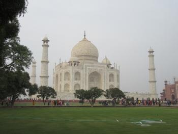 Front of the Taj Mahal in late afternoon — Agra, India.