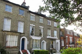 Houses in the Vale of Health community, which is surrounded by Hampstead Heath, seen on London Walks' “Old Hampstead Village” tour.