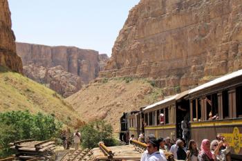 The train Lézard Rouge in the Seldja Gorge — Tunisia. Photo by Stephen Addison