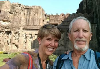 Inga Aksamit and Steve Mullen at the Ellora Caves, near Aurangabad.