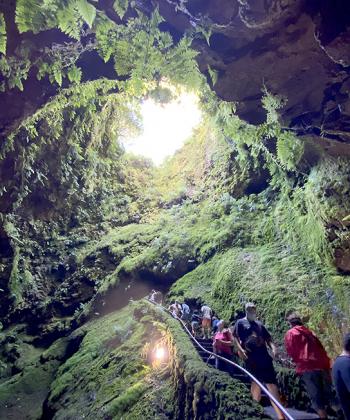 The volcano chimney Algar do Carvão is about 300 feet deep — Terceira Island, Azores. Photo by Susan Dailey