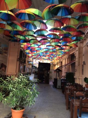 A charming café in Bucharest, Romania.