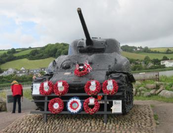 The Britannia Royal Naval College (commonly known as Dartmouth) and our guide, Peter. Photos by Bob DearThis Sherman tank was lost at sea during the April 1944 rehearsal exercises at Slapton Sands. 