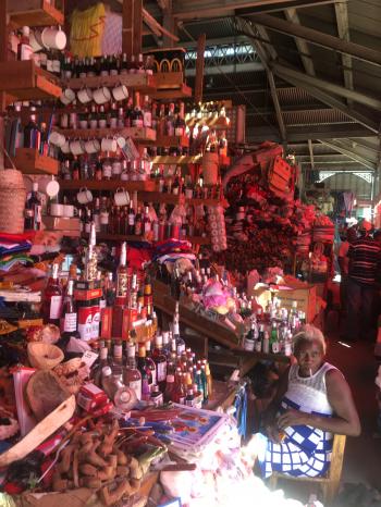 A vendor at the famous Iron Market.